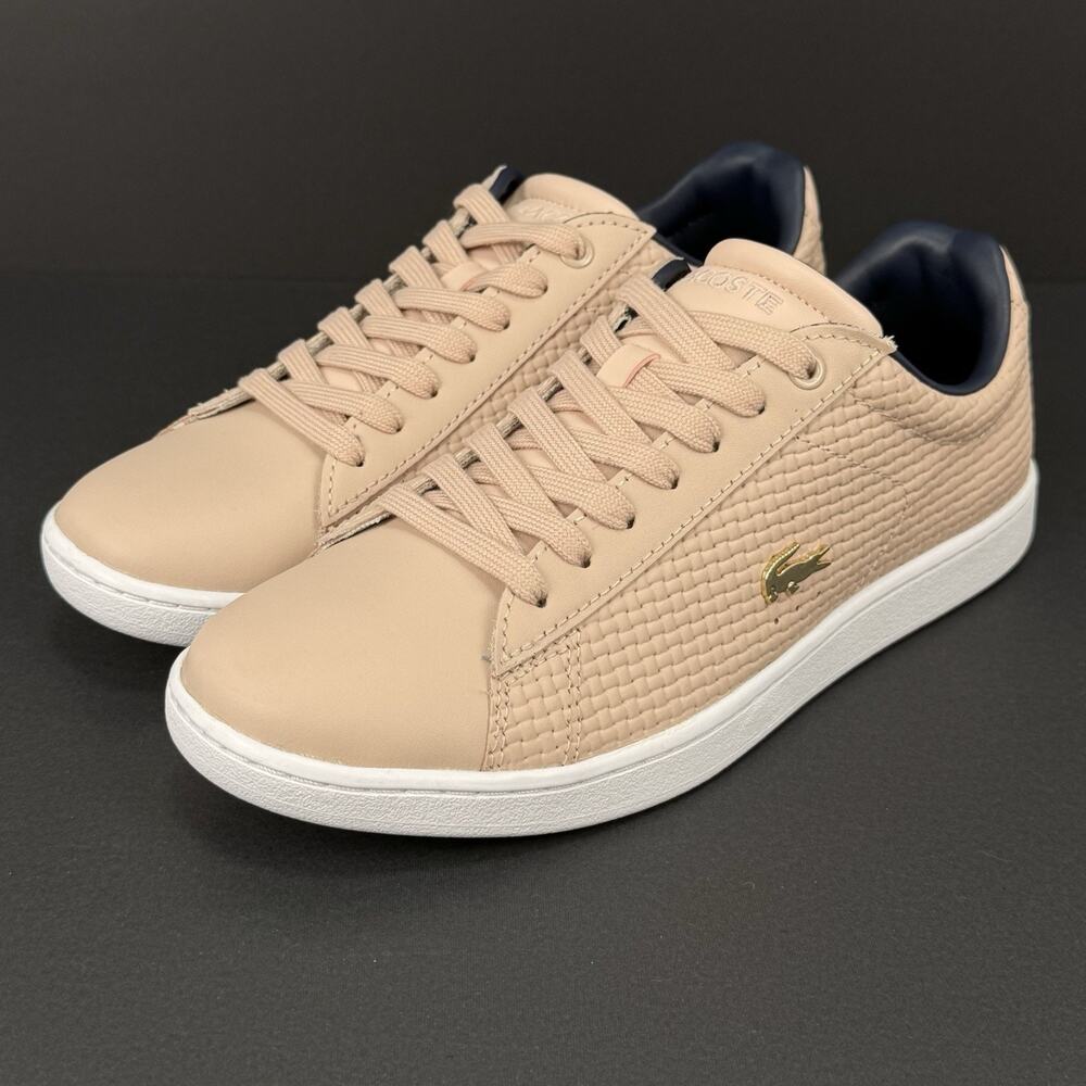 Lacoste Carnaby Evo Women’s Size 6.5 Light Pink Leather Sneakers NEW